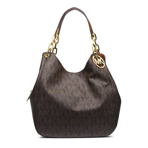 michael michael kors fulton large shoulder tote brown logo|Michael Kors crossbody bag brown.